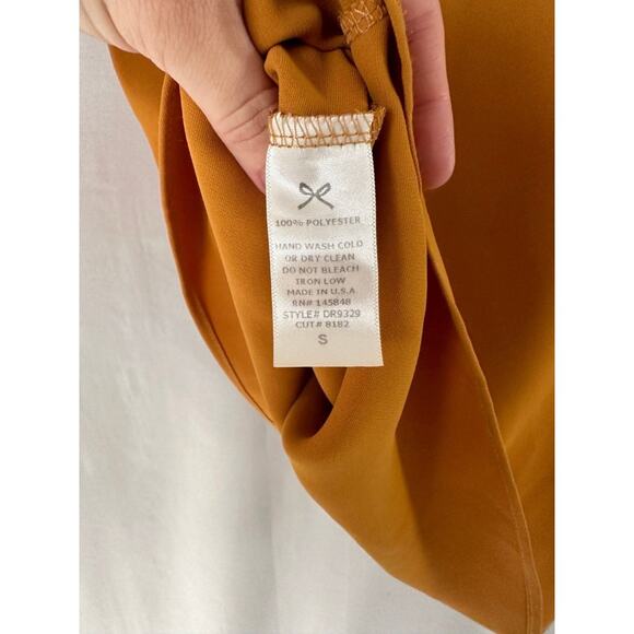 Everly Mustard Yellow bow sleeve dress Small Mini Shift Dress - Picture 5 of 6